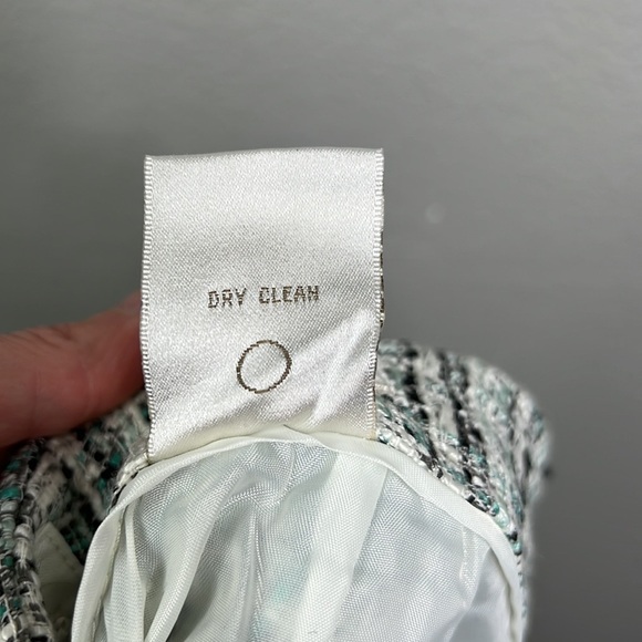 NWT Kenar Tweed Skirt 10 Black White Teal Mint Boot Skirt Fall Winter - Picture 9 of 9